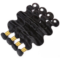 Cameraing Indian Human Virgin Hair Body Wave Hair 4 Bundles with 4*4 Lace Closure 3