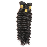 Cameraing Indian Human Virgin Hair Deep Wave weft with closure 3 Bundles with 4*4 lace closure 5