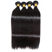 Cameraing Indian Human Virgin Hair Straight Hair 4 Bundles with 4*4 Lace Closure 4
