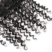 Cameraing Brazilian Human Virgin Hair Deep Wave Hair 3 Bundles with Ear to Ear Lace Frontal 6