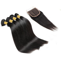 Cameraing Brazilian Human Virgin Hair Straight Hair 4 Bundles with 4*4 Lace Closure 3