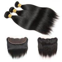 Cameraing Brazilian Human Virgin Hair Straight Hair 3 Bundles with Ear to Ear Lace Frontal 2