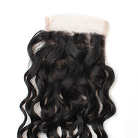 Cameraing Brazilian Human Virgin Hair Water Wave Hair 4 Bundles with 4*4 Lace Closure 6