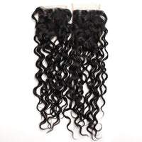 Cameraing Brazilian Human Virgin Hair Water Wave weft with closure 3 Bundles with 4*4 lace closure 5
