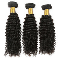 Cameraing Brazilian Human Virgin Hair Kinky Curly Hair 3 Bundles with Ear to Ear Lace Frontal 5