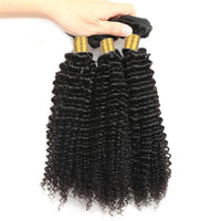 Cameraing Brazilian Human Virgin Hair Kinky Curly weft with closure 3 Bundles with 4*4 lace closure 4