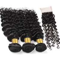 Cameraing Indian Human Virgin Hair Kinky Curly weft with closure 3 Bundles with 4*4 lace closure 2