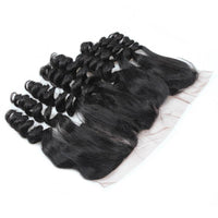 Cameraing Brazilian Human Virgin Hair Loose Wave Hair 3 Bundles with Ear to Ear Lace Frontal 5