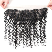 Cameraing Indian Human Virgin Hair Deep Wave Hair 3 Bundles with Ear to Ear Lace Frontal 7