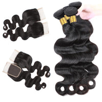 Cameraing Indian Human Virgin Hair Body Wave Hair 4 Bundles with 4*4 Lace Closure 2