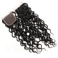 Cameraing Brazilian Human Virgin Hair Water Wave Hair 4 Bundles with 4*4 Lace Closure 5