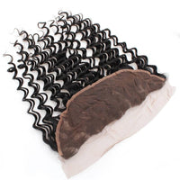 Cameraing Brazilian Human Virgin Hair Deep Wave Hair 3 Bundles with Ear to Ear Lace Frontal 5