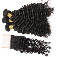 Cameraing Brazilian Human Virgin Hair Deep Wave Hair 4 Bundles with 4*4 Lace Closure 3