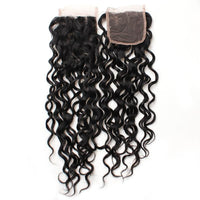 Cameraing Indian Human Virgin Hair Water Wave Hair 4 Bundles with 4*4 Lace Closure 4