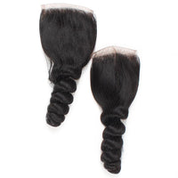 Cameraing Brazilian Human Virgin Hair Loose Wave Hair 4 Bundles with 4*4 Lace Closure 6