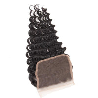 Cameraing Brazilian Human Virgin Hair Deep Wave weft with closure 3 Bundles with 4*4 lace closure 5