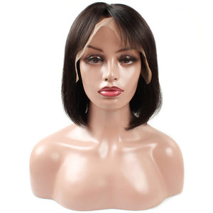 Cameraing Brazilian Virgin Human Hair Pre-Plucked Straight T-shape Bob Wig 1