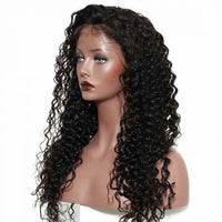 Cameraing Brazilian Human Virgin Hair Pre-Plucked Deep Wave Lace Frontal Wig 4