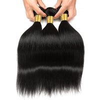 Cameraing Brazilian Human Virgin Hair Straight Hair 3 Bundles with Ear to Ear Lace Frontal 3