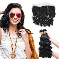 LH Hair Brazilian Human Virgin Hair Loose Wave Hair 3 Bundles with Ear to Ear Lace Frontal